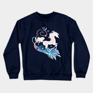 White running horse on abstract background Crewneck Sweatshirt